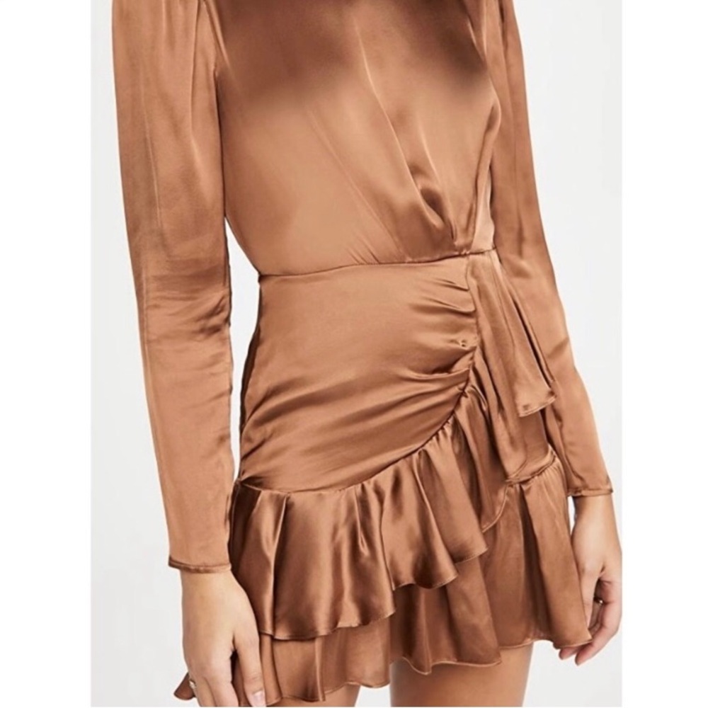 IRO Dress Party Wrap Long Sleeves Mock Neck Ruched sz 40 8 (S-M) rayon satin